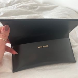 Yves Saint Laurent Black Leather Case For Glasses Sunglasses Pouch Black